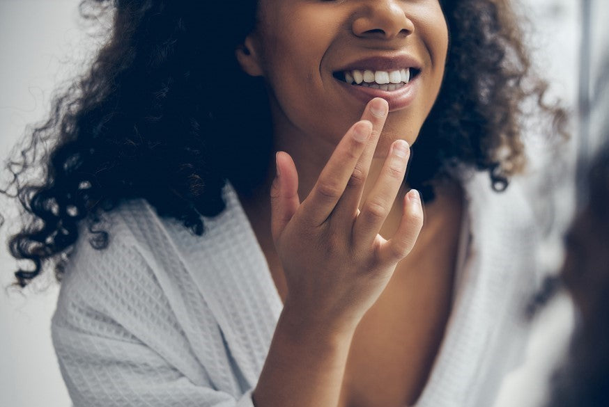 Woman looking at gums